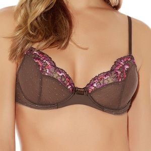 Wacoal Dahlia Cocoa Brown Floral Unlined Bra 34A